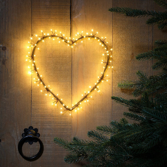 25cm Antique White Cluster Light Heart