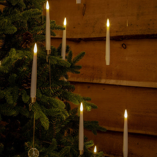 10 White Wand Controlled Magic Tree Candles with Jewel