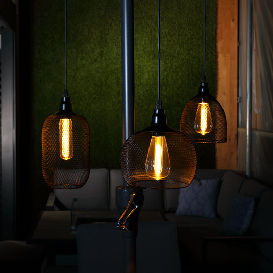 Black Mesh Megan Pendant with The Bulb