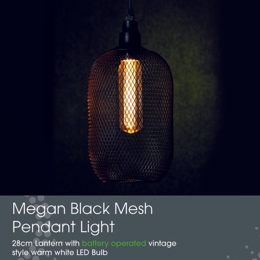 Black Mesh Megan Pendant with The Bulb