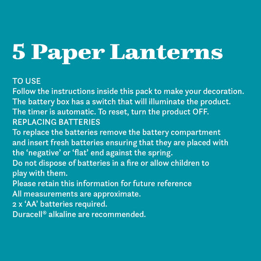 Set of 5 DIY Paper Lanterns with Icicle Light Chain
