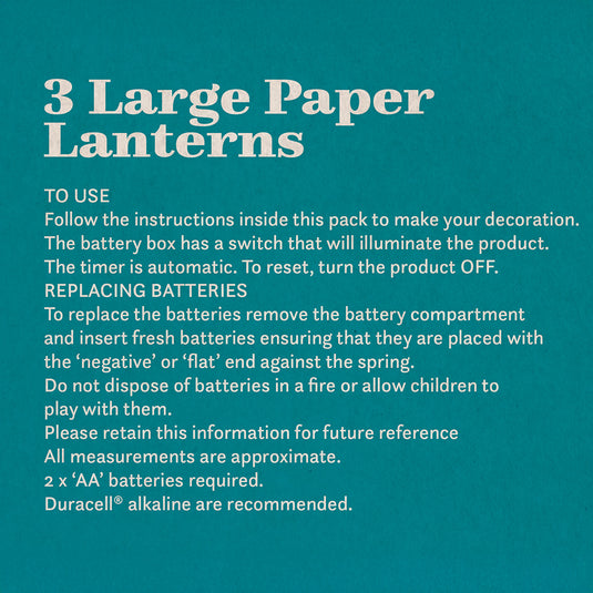 Set of 3 DIY Large Paper Lanterns with Icicle Light Chain