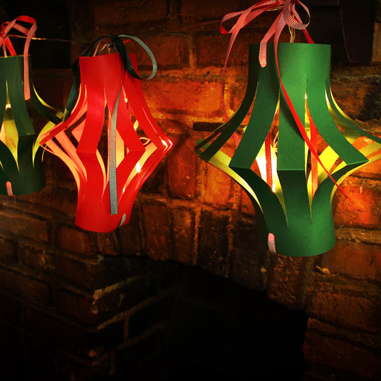 Set of 3 DIY Large Paper Lanterns with Icicle Light Chain