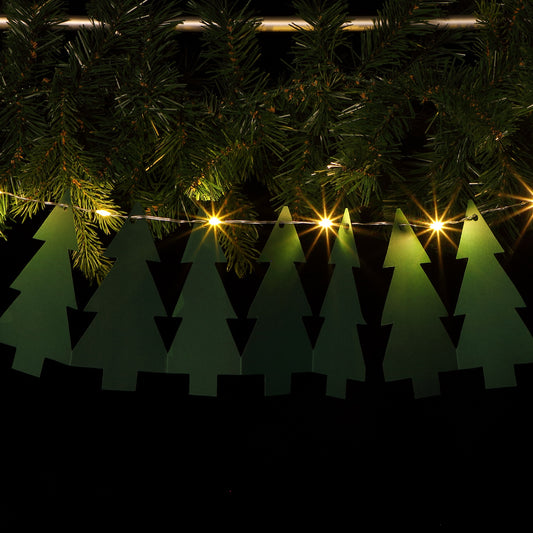 DIY Green Tree Paper Chain - 10 Warm White LEDs