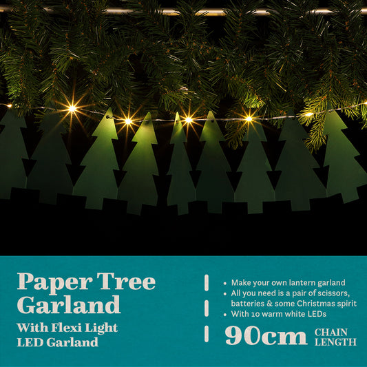 DIY Green Tree Paper Chain - 10 Warm White LEDs