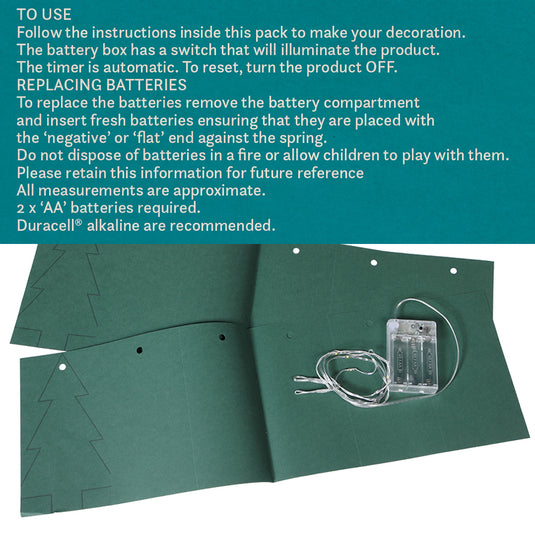 DIY Green Tree Paper Chain - 10 Warm White LEDs