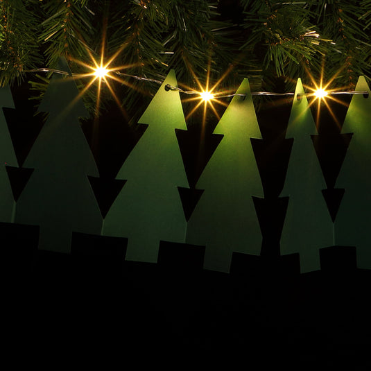 DIY Green Tree Paper Chain - 10 Warm White LEDs
