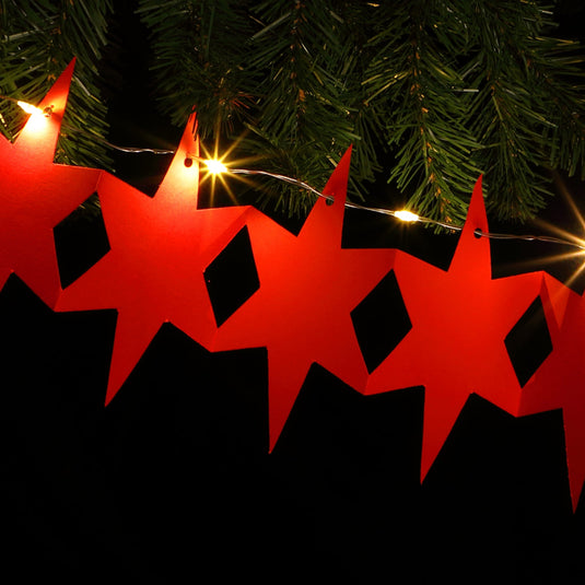 DIY Red Star Paper Chain - 10 Warm White LEDs