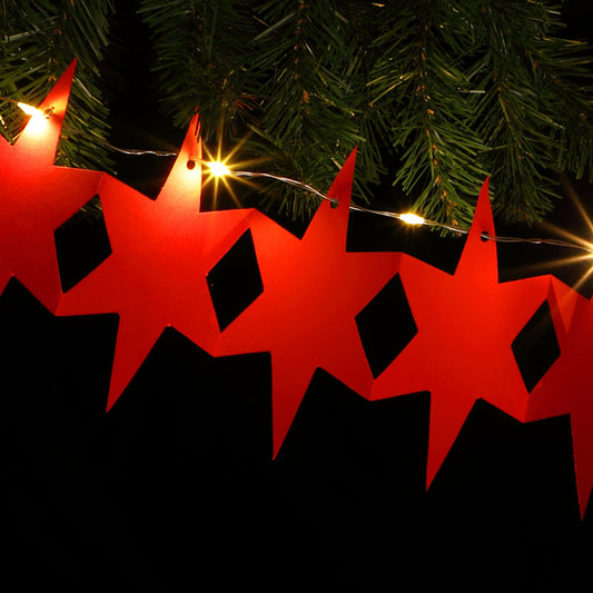 DIY Red Star Paper Chain - 10 Warm White LEDs