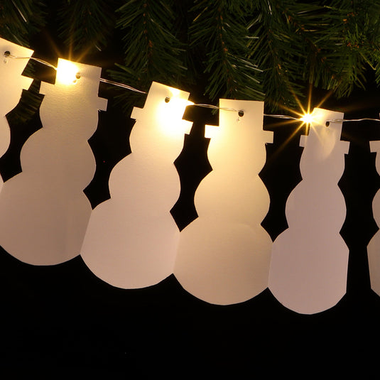 DIY White Snowman Paper Chain - 10 Warm White LEDs