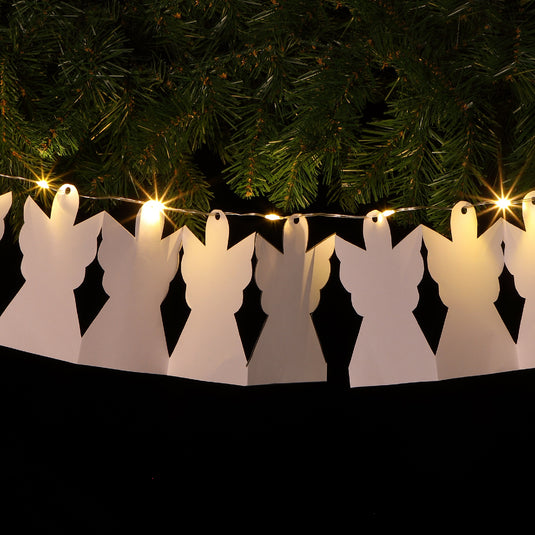 DIY White Angel Paper Chain - 10 Warm White LEDs