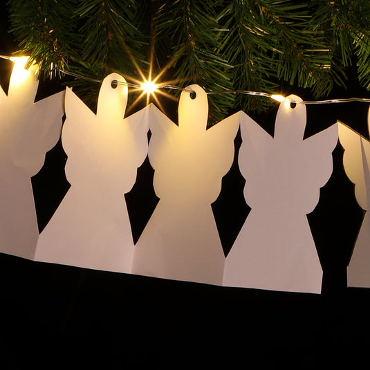 DIY White Angel Paper Chain - 10 Warm White LEDs