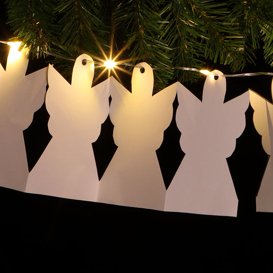 DIY White Angel Paper Chain - 10 Warm White LEDs