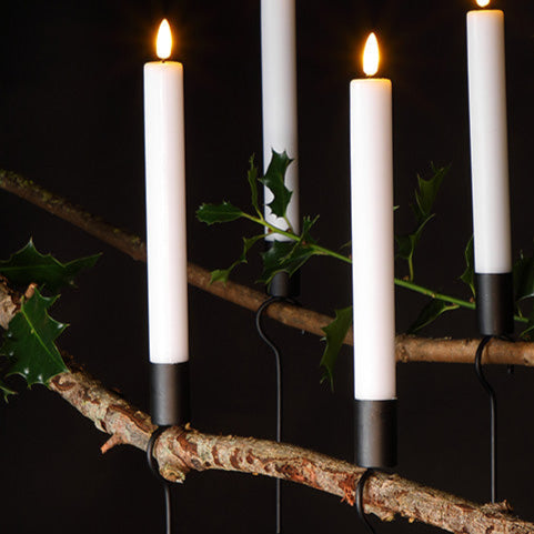 Set of 6 Magic Candles with Black Metal Holder