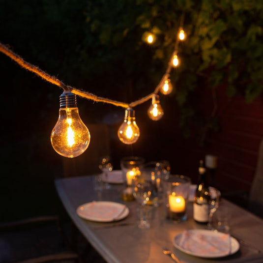 10 Connectable Jute Rope Festoon Lights