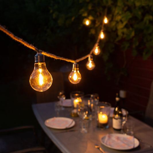 10 Connectable Jute Rope Festoon Lights