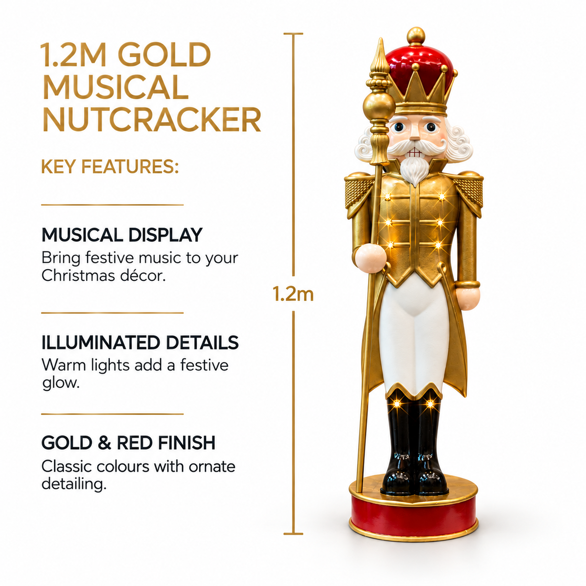 1.2M Gold Musical Nutcracker