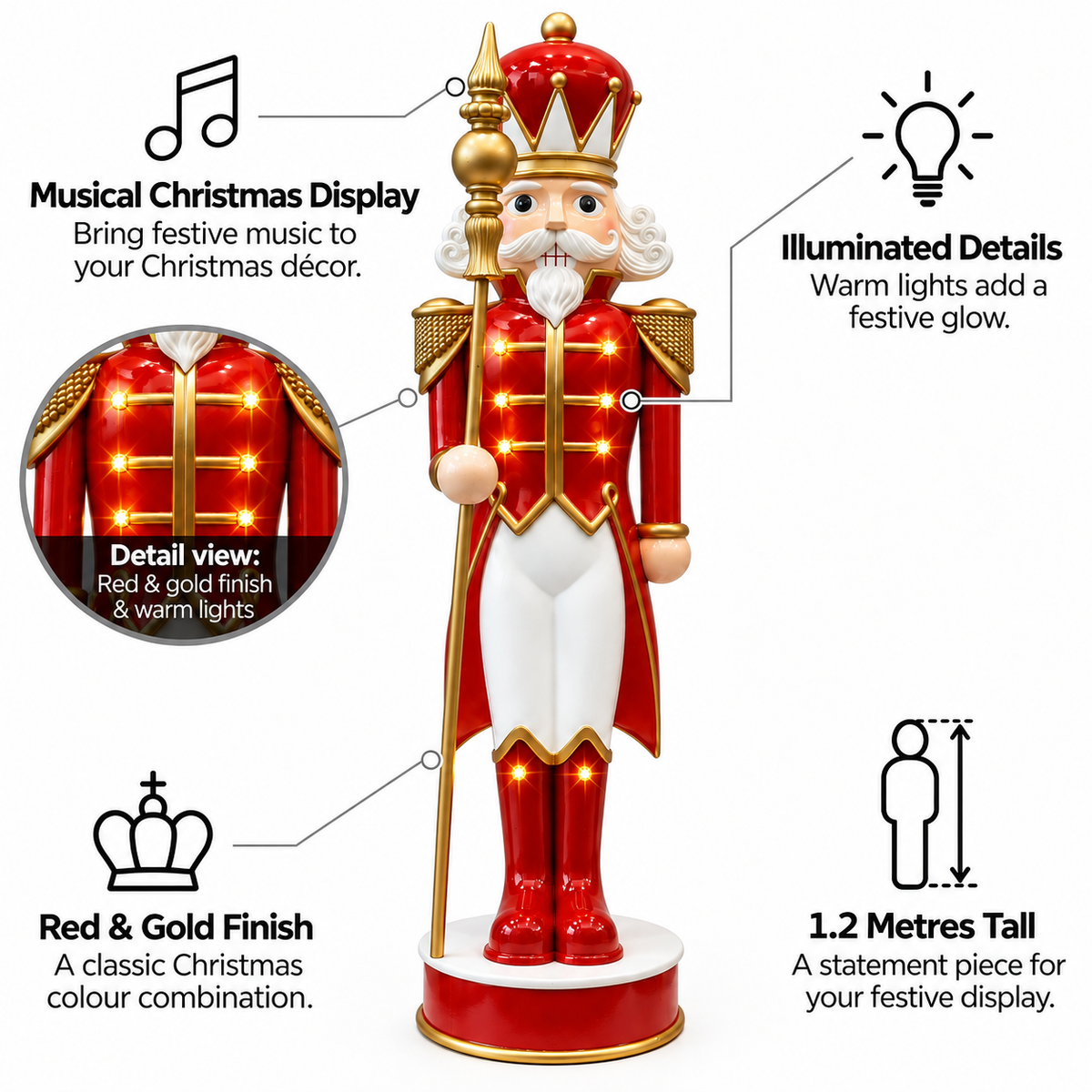 1.2M Red Musical Nutcracker