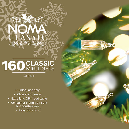 160 Clear NOMA Classic Mini String Lights with Green Cable