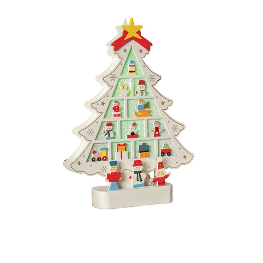 31cm Wooden Christmas Tree - 2 Colour Changing LEDs