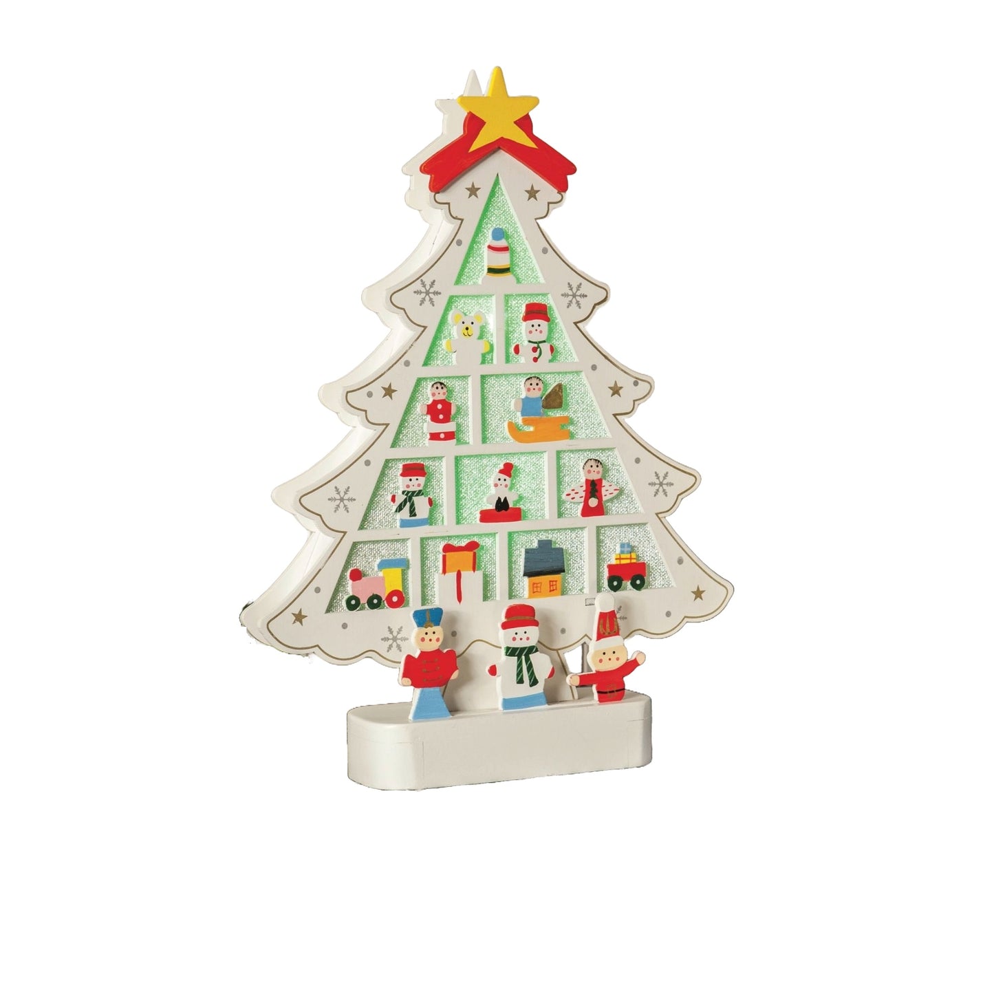 31cm Wooden Christmas Tree - 2 Colour Changing LEDs
