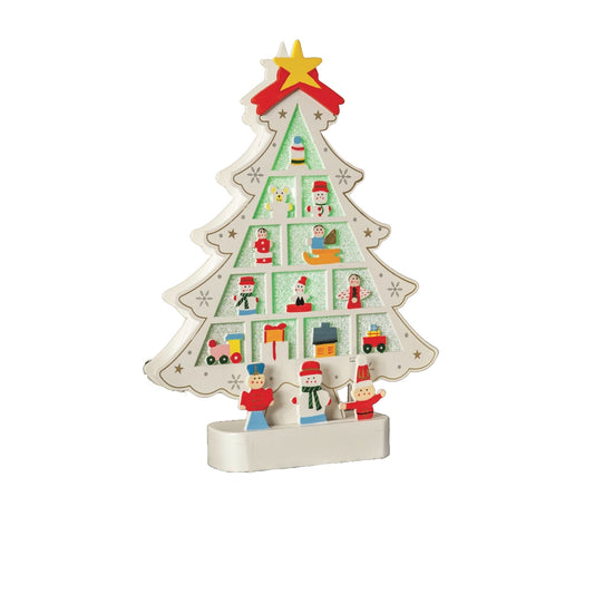 31cm Wooden Christmas Tree - 2 Colour Changing LEDs