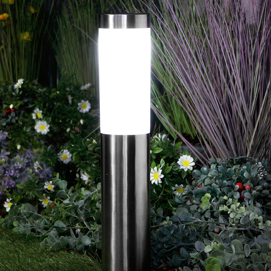 Set of 2 Connectable Maxi Frosted Stainless Steel Bollard