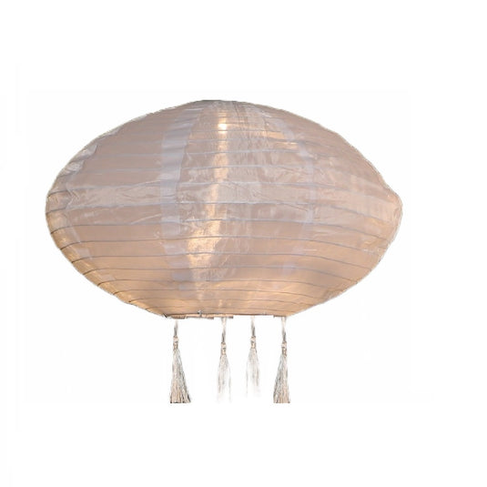 Mandarin 40cm White Oval Lantern with Tassels
