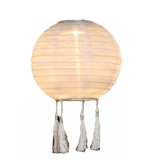 Mandarin 20cm White Round Lanterns with Tassels