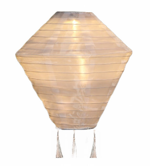 Mandarin 28cm White Diamond Lantern with Tassels