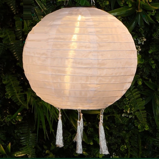 Mandarin 30cm White Round Lantern with Tassels