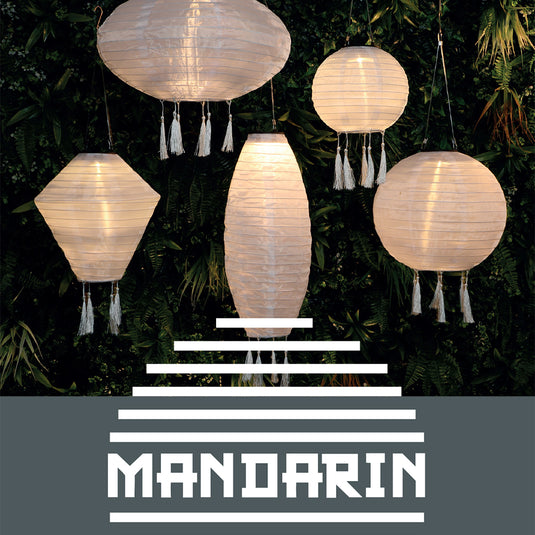 Mandarin 30cm White Round Lantern with Tassels