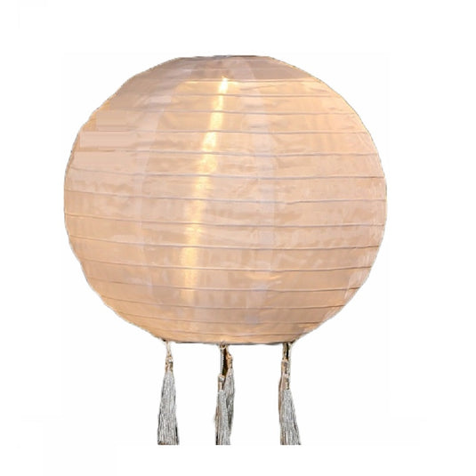 Mandarin 30cm White Round Lantern with Tassels