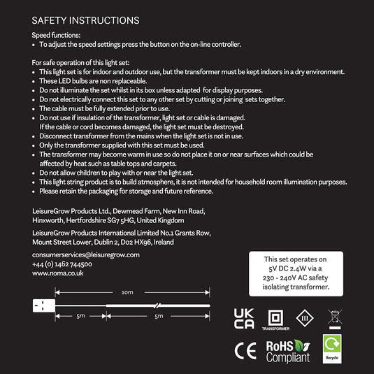 5m White Micro Snowing Rope Cable Light - 200 LEDs