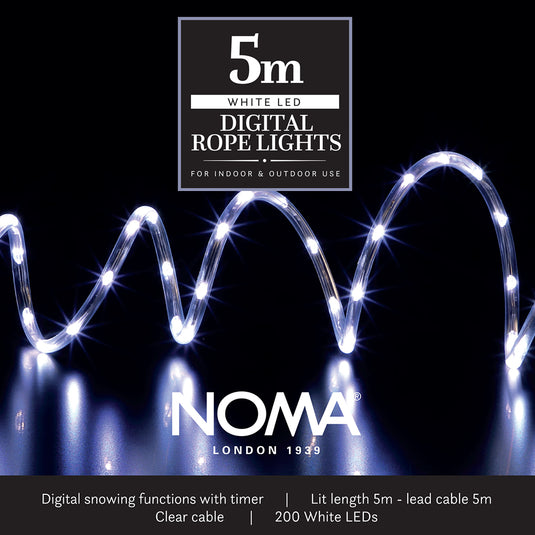 5m White Micro Snowing Rope Cable Light - 200 LEDs