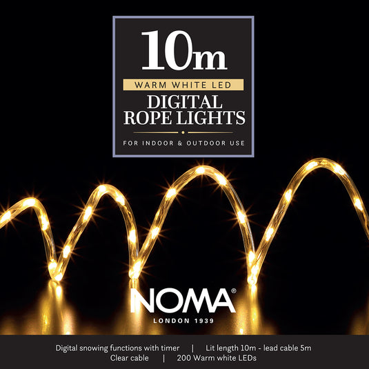 10m Warm White Micro Snowing Rope Cable Light - 400 LEDs