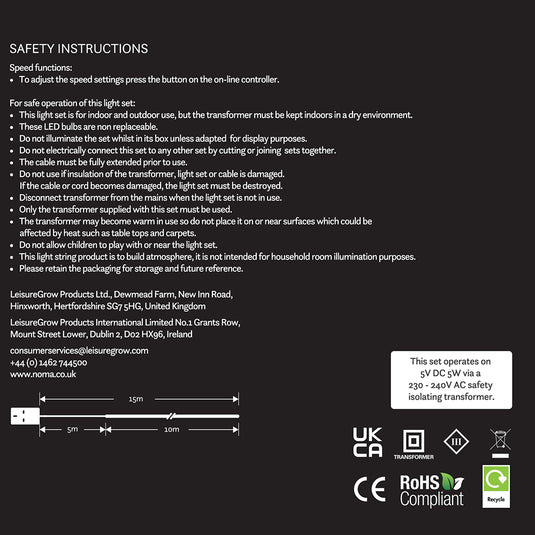 10m White Micro Snowing Rope Cable Light - 400 LEDs