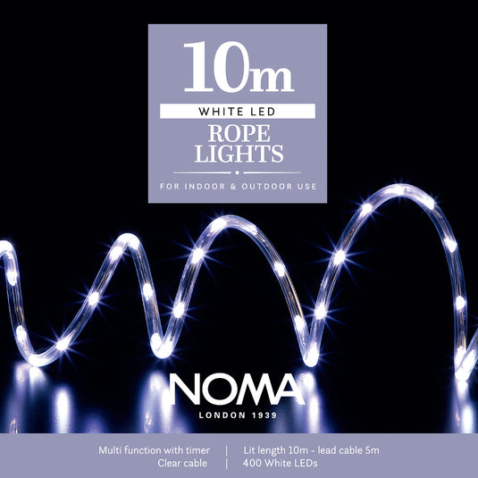 10m White Micro Rope Cable Light - 400 LEDs