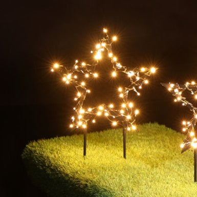 Set of 3 Black Metal Star Stake Lights - 240 LEDs