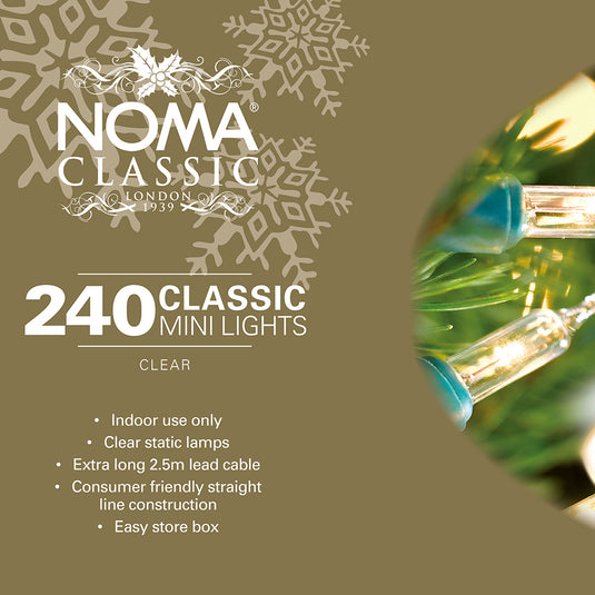 240 Clear NOMA Classic Mini String Lights with Green Cable