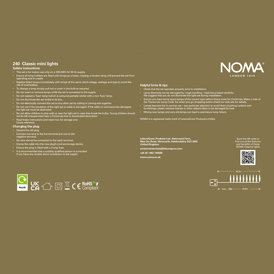 240 Clear NOMA Classic Mini String Lights with Green Cable