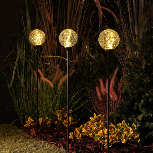 Set of 3 Connectable Warm White Crackleball Lights