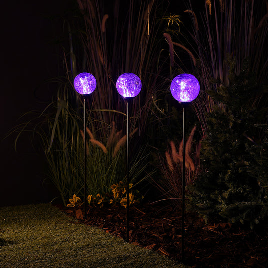 Set of 3 Connectable Lilac Crackleball Lights