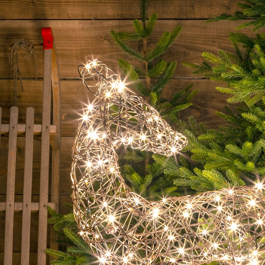 1.2m Warm White Standing Brown Wicker Richmond Deer