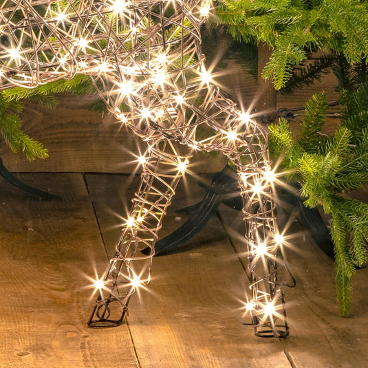 1.2m Warm White Standing Brown Wicker Richmond Deer