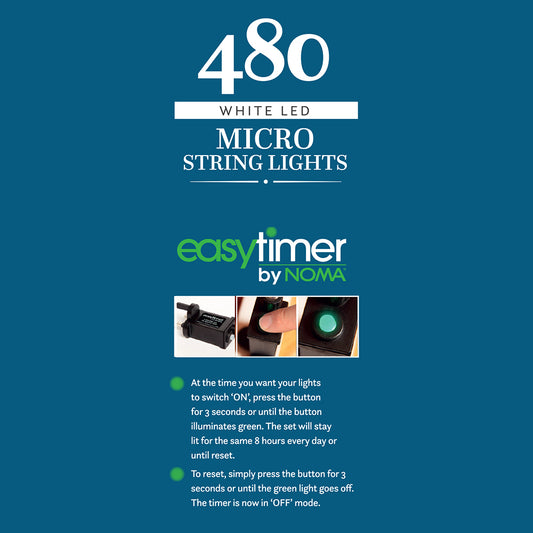 480 White Micro String Lights with Green Cable