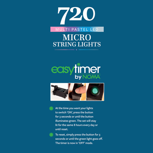 720 Pastel Micro String Lights with Green Cable