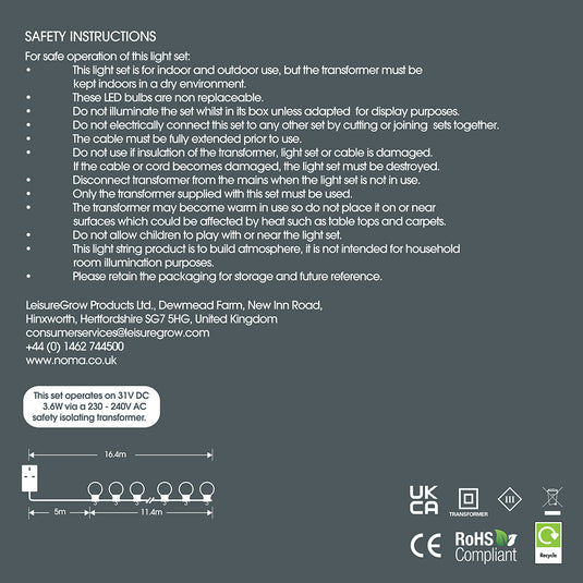 20 White Traditional Festoon Lights With Black Cable