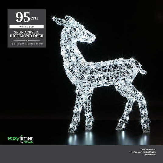 1m Spun Acrylic Richmond Deer - 140 LEDs