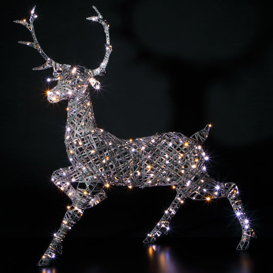 1.4M Grey Duo Bulb Rattan Woburn Stag - 300 LEDs